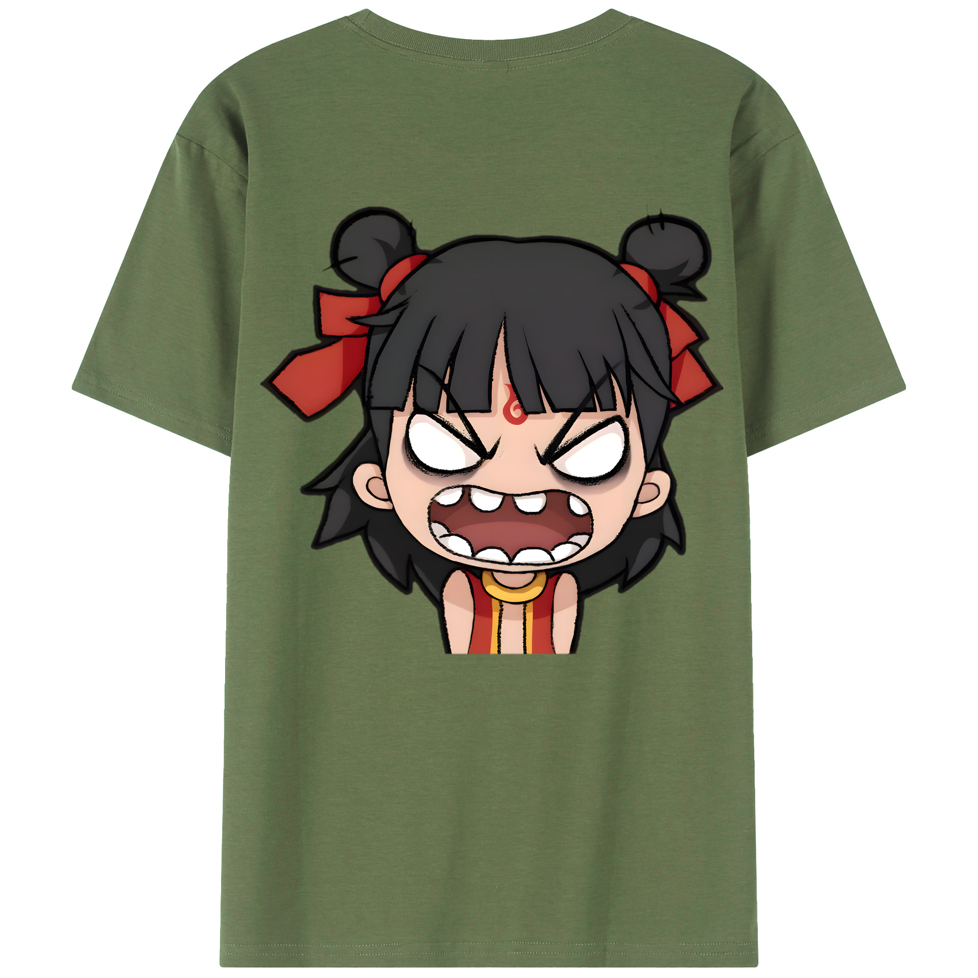 （画像用） Ne Zha 2 ナタ 魔童の大暴れ 綿100％ メンズ半袖Tシャツ（バックプリント） 通気性